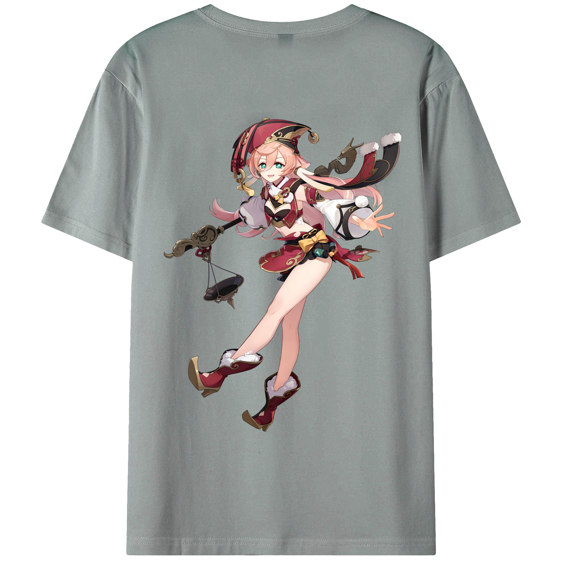 げんし神 ヤンフェイ genshin Yanfei 綿100％ メンズ半袖Tシャツ（バックプリント） 通気性